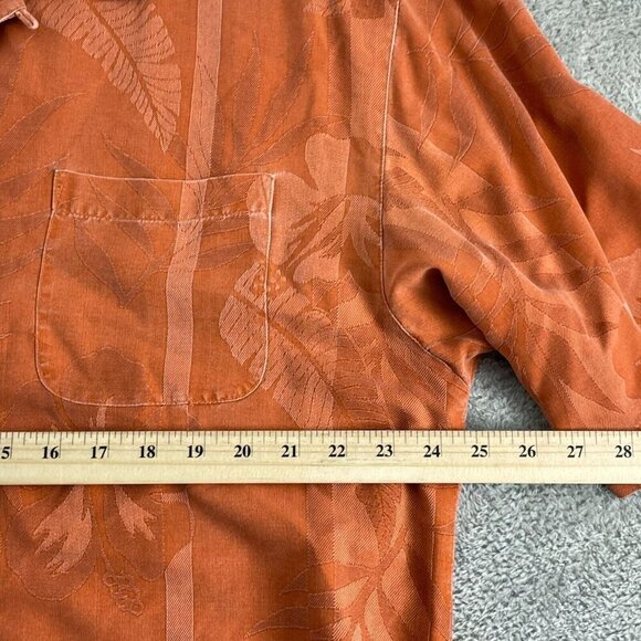 Tommy Bahama XL Hawaiian Camp Shirt Mens 100% Silk Floral Orange 4750 - Picture 5 of 8